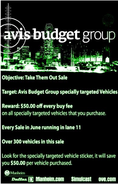 Avis Budget Group Manheim Dallas Auto Auction Sale Poster - Automotive business promotion
